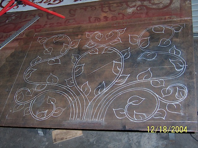 Drawing of door before being cut