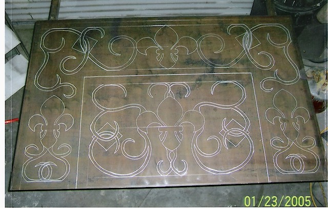 fireplace door and facade before being cut out