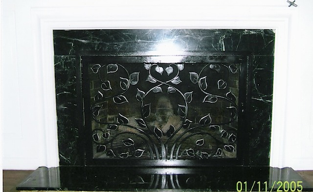 Fireplace door, installed