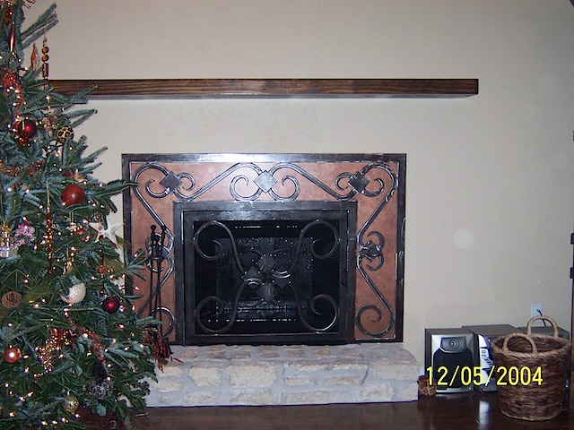 fireplace facade and door, installed