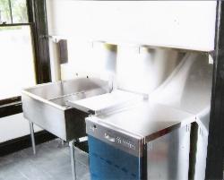 8' X 4' stainless-steel backsplash for sink and dishwasher