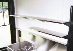 stainless-steel shelves