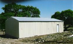 20' X 60' steel-framed stable, back view